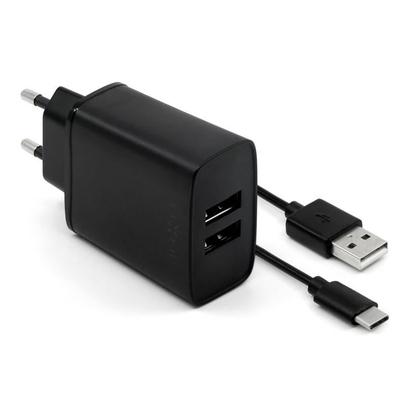 FIXED Hálózati Töltő USB-C 15W Smart Rapid Charge Fekete FIXC15-2UC-BK