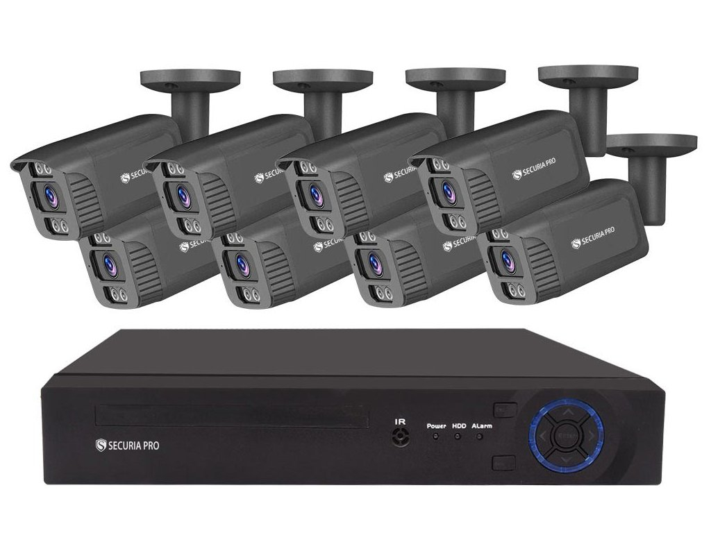 Securia Pro NVR8CHV5S-B IP Camera Kit, 5Mpx, 8 Cameras, PoE NVR, Black