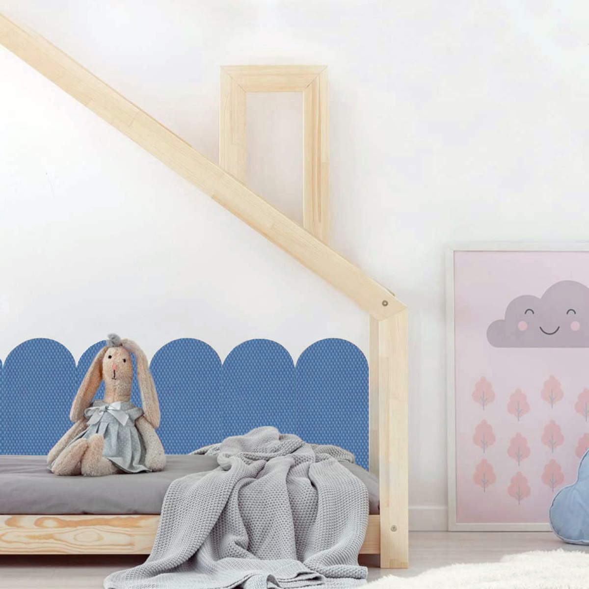 Vaahtomuovinen seinäsuojus - Siniset paneelit - lyhyt paneeli (40 cm) - 4 kpl sarja