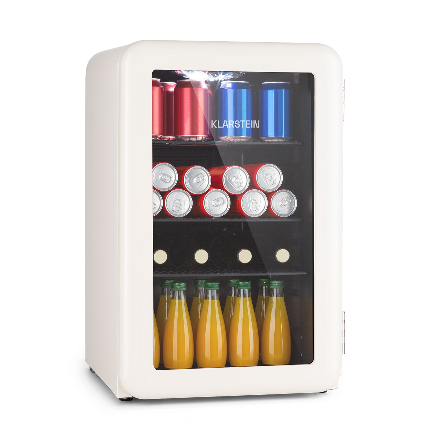 Klarstein PopLife 70, Getränkekühlschrank, Kühlschrank, 0-10°C, Retro-Design, LED