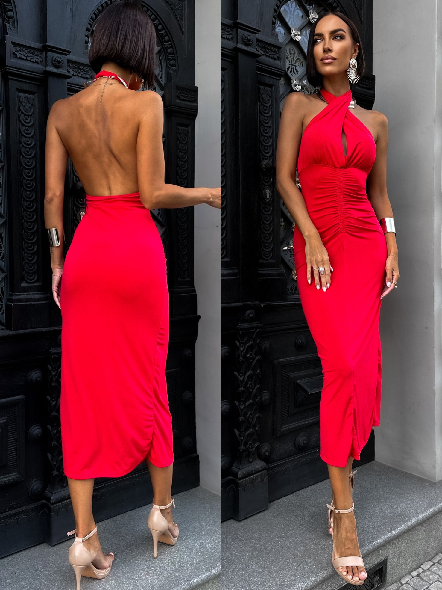 Červené elegantné šaty ADELAINE