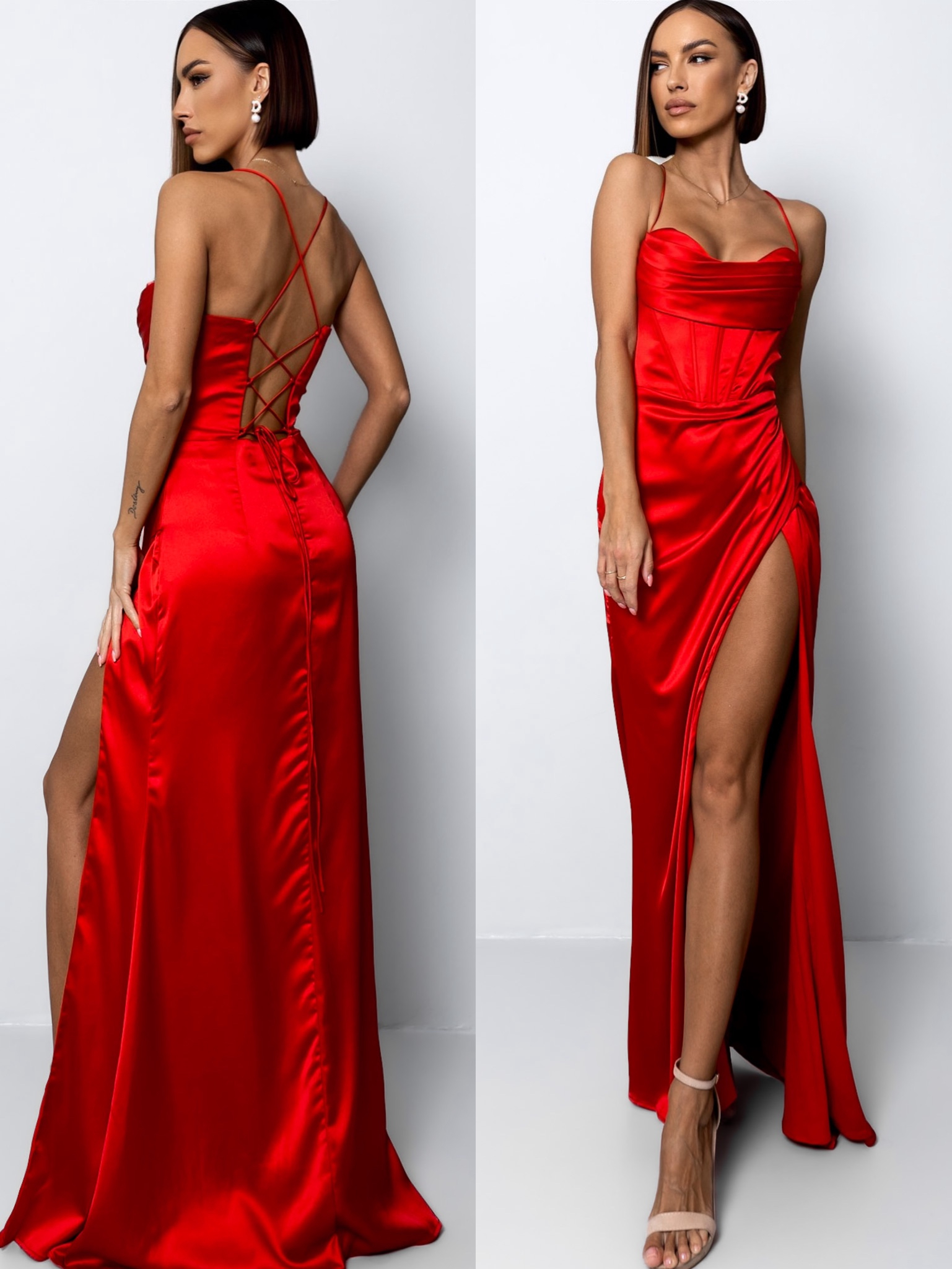 Červené plesové elegantné šaty VOLINET