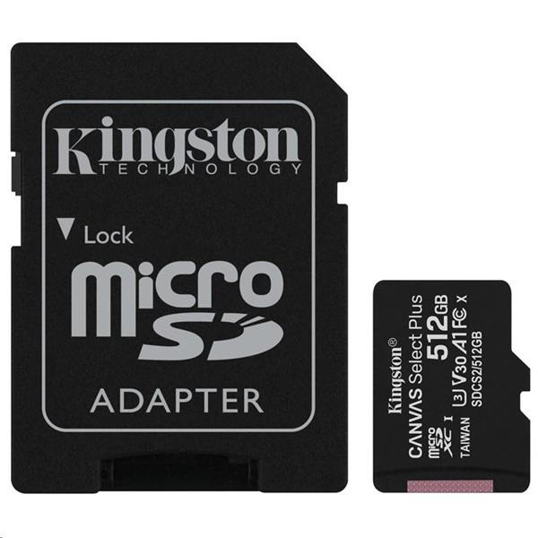 Kingston Canvas Select Plus MicroSDXC 512GB class 10 (r100MB,w85MB) SDCS2/512GB