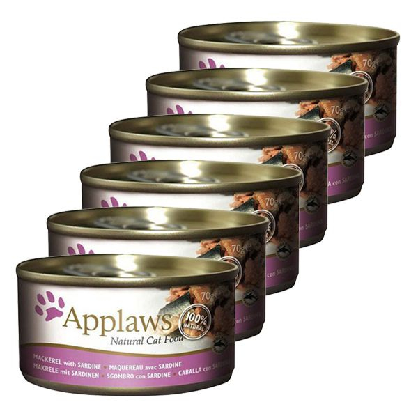 Applaws Cat - conservă pentru pisici cu macrele și sardele, 6 x 70g