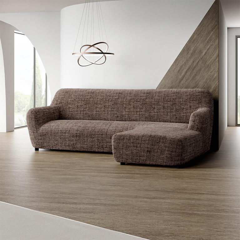 Elastic covers VITTORIA brown sofa with ottoman on the right (w. 170 - 300 cm)