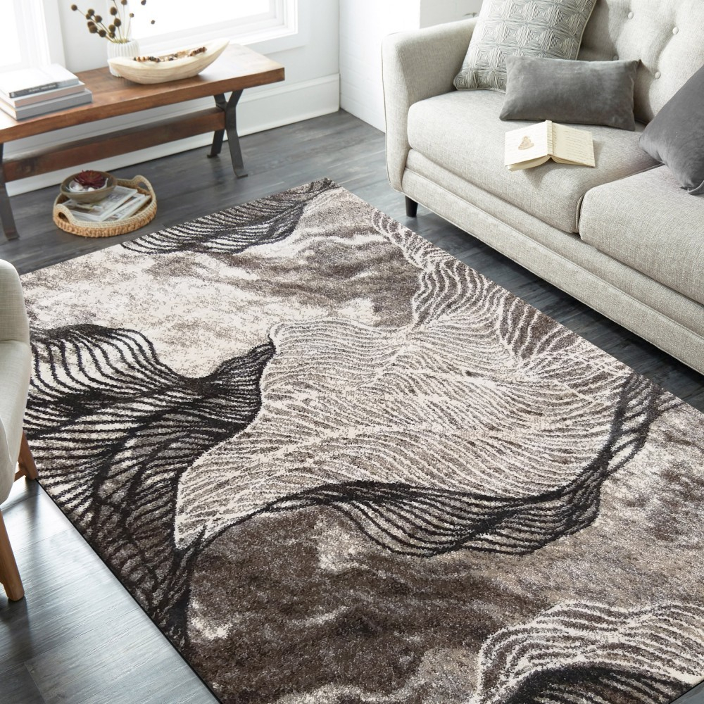 Moderní koberec hnědé barvy s abstraktním motivem Šířka: 240 cm | Délka: 330 cm