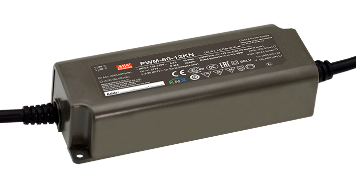 PWM-60-12KN zdroj LED pre KNX, 90÷305V AC, 127÷431V DC, 12V 0÷5A | MeanWell