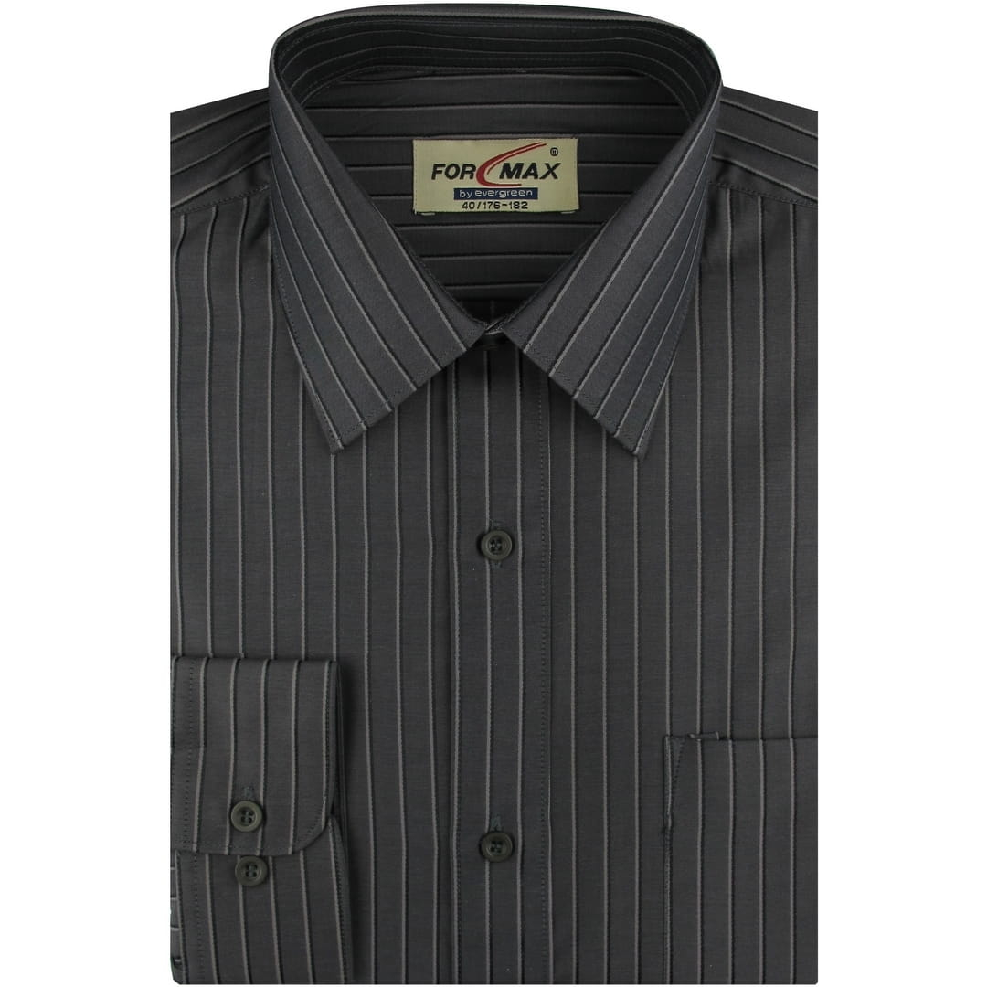 II Grade Men's Elegant Formal Shirt for Suit Grey Striped with Long Sleeve in Regular Fit For Max F030