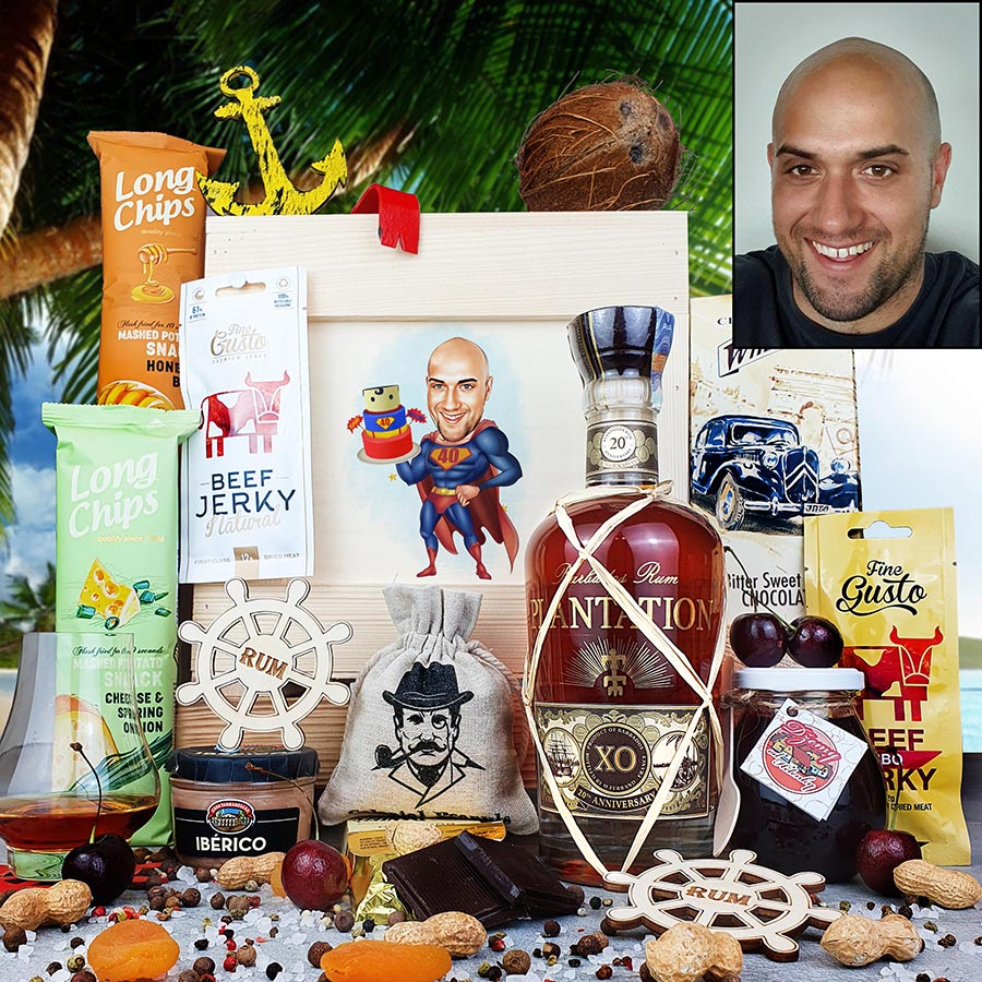 Funny gift for dad for birthday | Funny gift with Plantation rum in a box with a lever