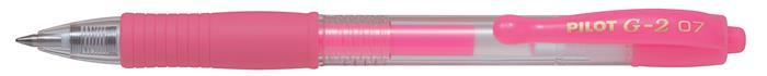 Gelové pero, 0,37 mm, mechanismus stisknutím, PILOT 'G-2 Neon', růžová