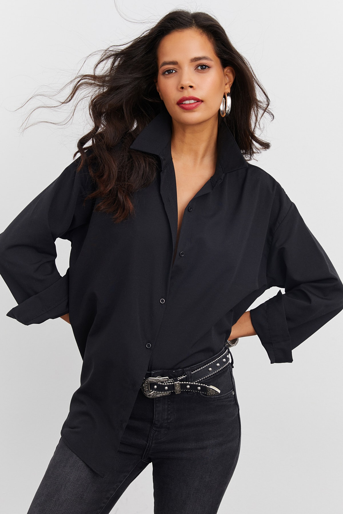 Cool & Sexy Women's Black Basic Shirt RML13