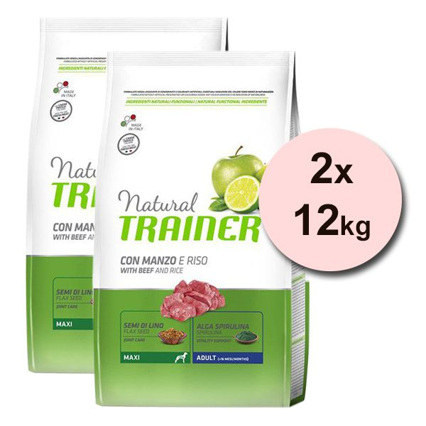 Trainer Natural Adult Maxi, marhahús és rizs 2 x 12 kg