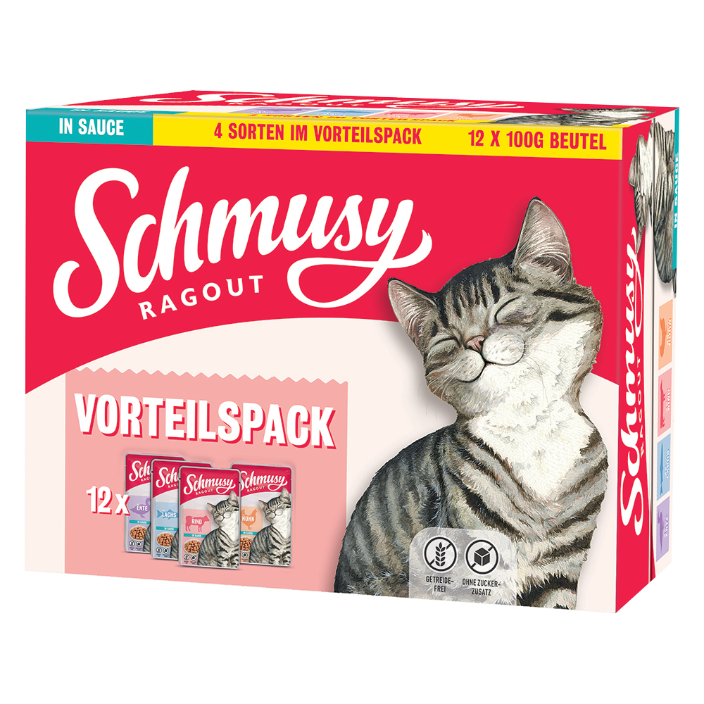 Schmusy Ragout Katzenbeutel MP Erwachsene Sauce 12x100g