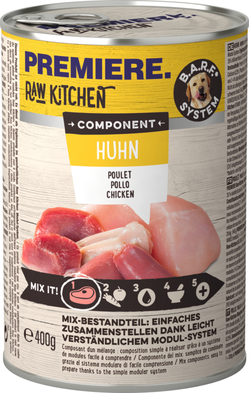 Premiere Raw Kitchen comida húmida para cães frango 6x400g