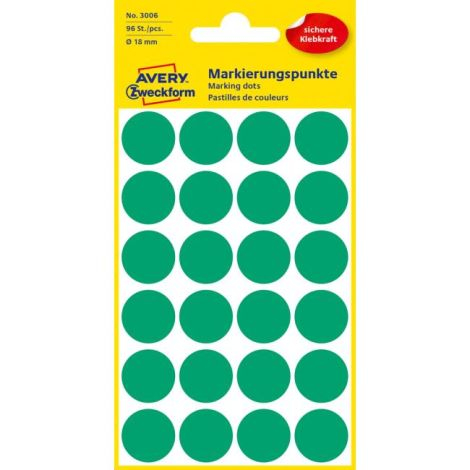 Okrągłe etykiety 18mm Avery zielone