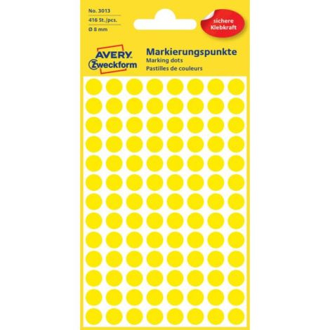 Okrągłe etykiety 8mm Avery żółte