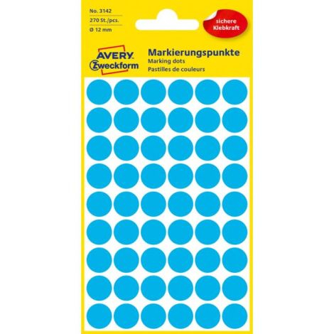 Okrągłe etykiety 12mm Avery niebieskie