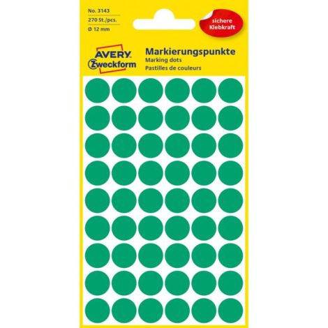 Etikety kruhové 12mm Avery zelené