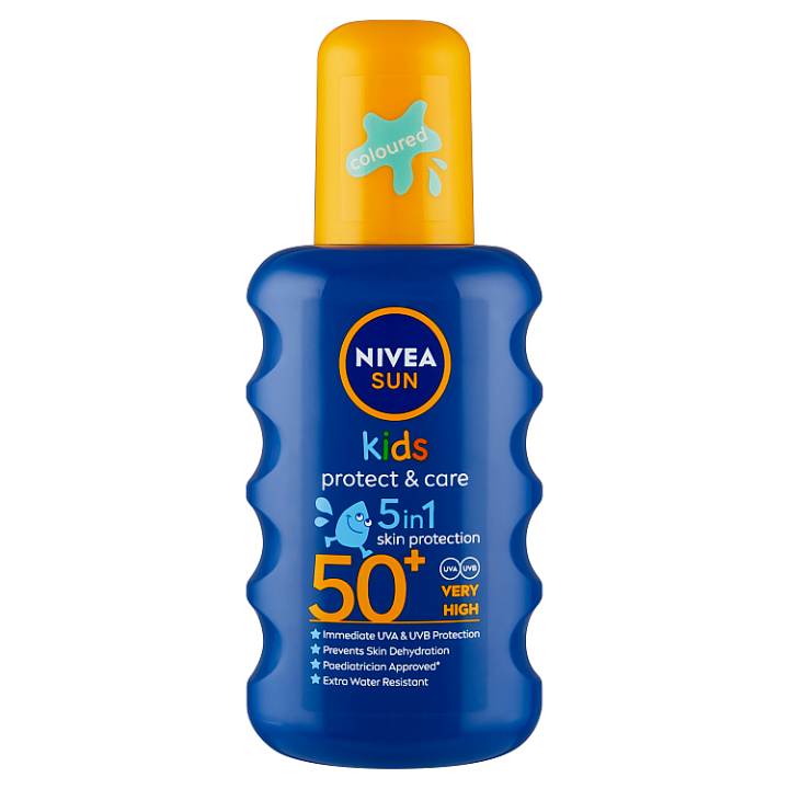 NIVEA Sun Protect & Care detský farebný sprej na opaľovanie OF 50+, 200 ml