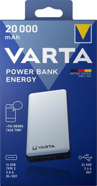 Φορτιστής Μπαταρίας VARTA Energy 20000mAh Λευκό