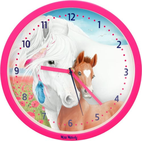 Miss Melody Clock, Miss Melody with Foal, pink