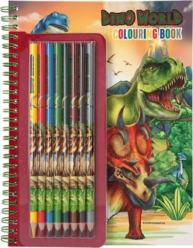 Livro de colorir Dino World com lápis de cor