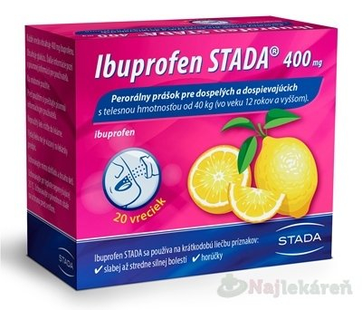 Ibuprofen STADA 400 mg na bolesť a horúčku 20 vrecúšok