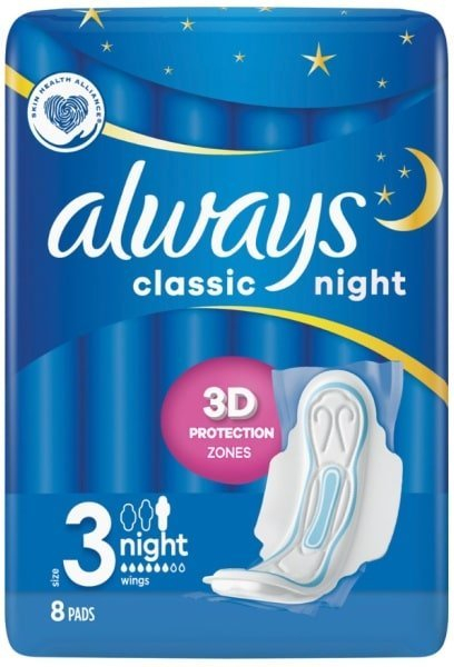 Always Classic hygienické vložky Night 8 ks
