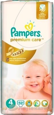 PAMPERS Premium Care Plienky jednorazové 4 (9-14 kg) 52 ks