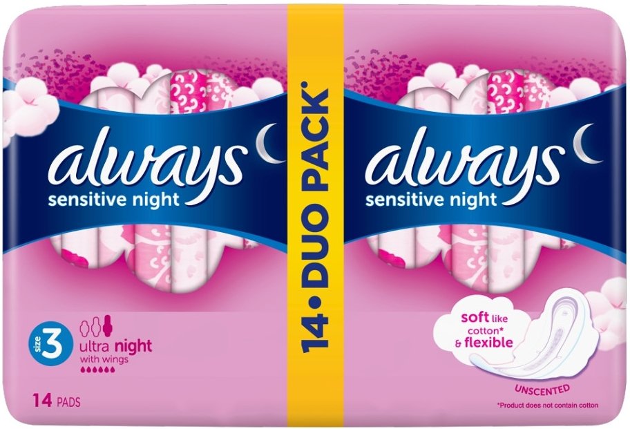 Always Ultra Sensitive Night Hygienické Vložky 14 ks