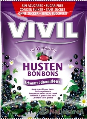 Vivil Husten Bonbons drops bez cukru čierne ríbezle s 11 bylinami (60g)