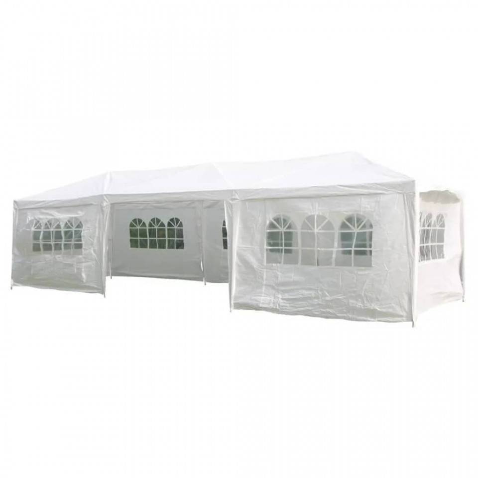 Party tent with side walls, white, 3 x 9 m