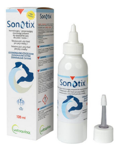 Sonotix kiegyensúlyozó fülcsepp kutyák és macskák számára 120ml