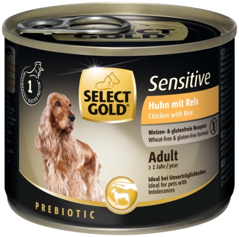Select Gold Sensitívny konzerv pre dospelých psov s kurčaťom a ryžou 6x200g