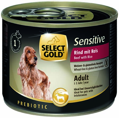 SELECT GOLD Citlivý konzervációs pes Adult hovädzie mäso a ryža 6x200g