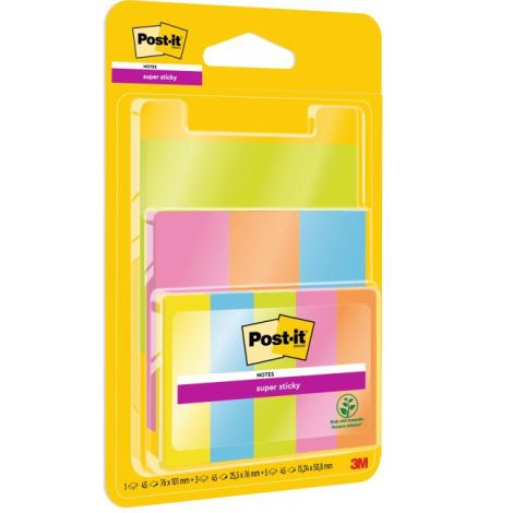 Set of Post-it pads and tabs extra adhesive