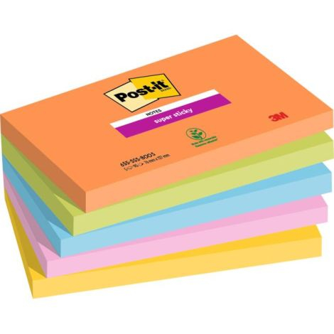 Post-it Super Sticky BOOST Pad, size 76x127 mm, 5 pads of 90 sheets