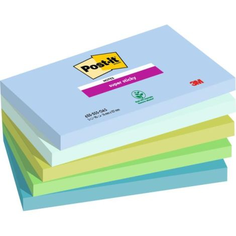 Post-it Super Sticky OASIS Note Pad, size 76x127 mm, 5 pads with 90 sheets each