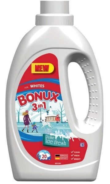 Bonux White Polar Ice Fresh 3-in-1 Liquid Laundry Detergent for White Clothes 20 Washes 1.1L