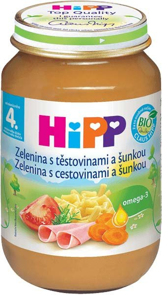 HiPP BIO Cestoviny s rajčinami, mrkvou a šunkou