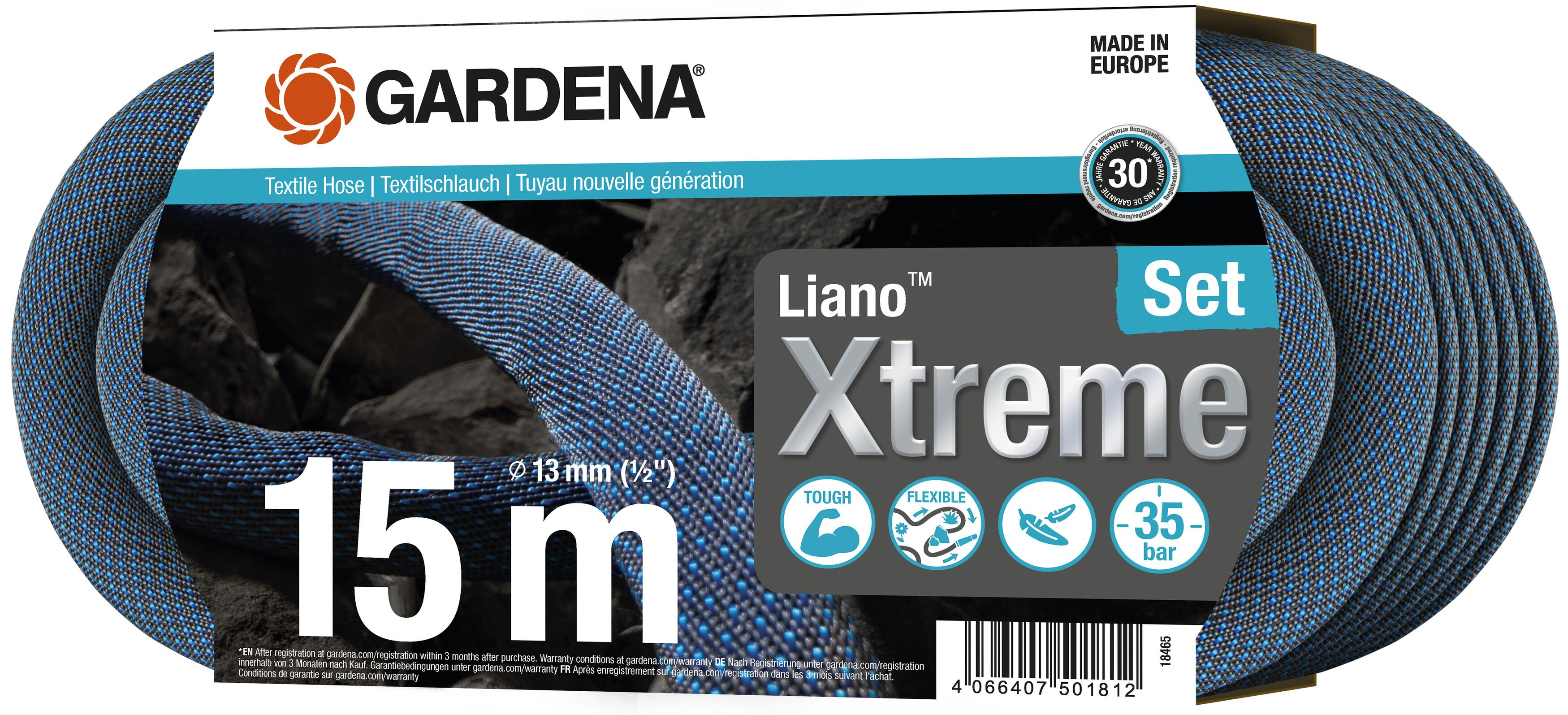 Gardena textilná hadica Liano™ Xtreme 15 m – súprava