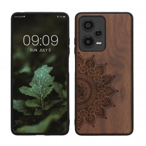 Estuche de madera para Xiaomi Redmi Note 12 Pro 5G - marrón oscuro
