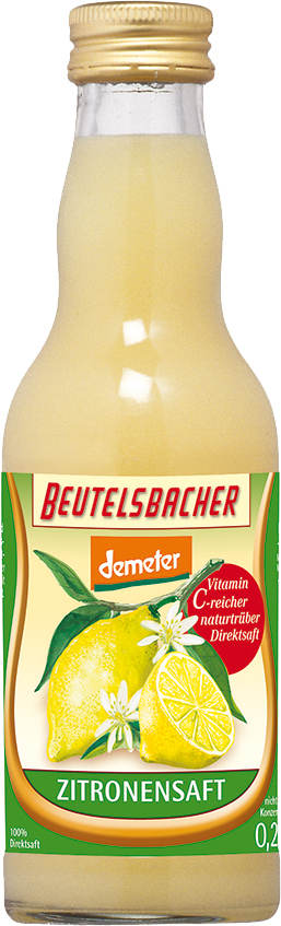 Organic lemon juice 100% Beutelsbacher 0.2 l