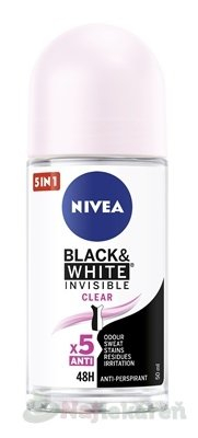 NIVEA NIVEA Black & White Invisible Clear Guľôčkový antiperspirant, 50 ml