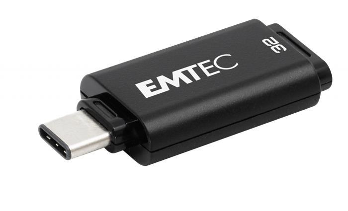 USB-Stick, 32GB, USB-C 3.2, EMTEC 'D400 Type-C', schwarz