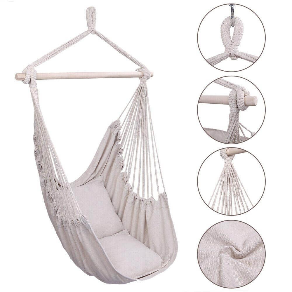 Hanging swing chair with cushion