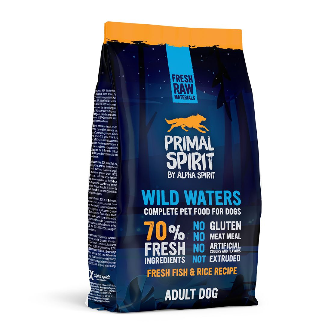 Primal Spirit Dog 70% Wild Waters – pește de mare 1kg