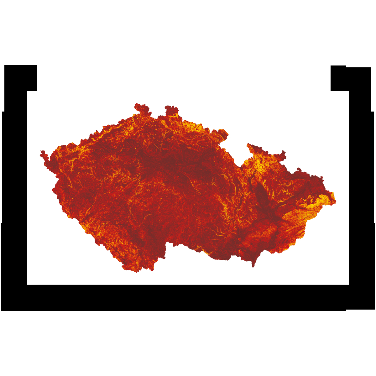 Sklonitost terénu v Česku - červená (sklon) / plátno natažené na rámu / 75×45 cm