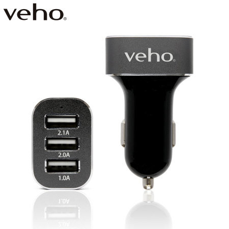 Veho Triple USB-A Fast PD Car Charger for Samsung Galaxy S20 FE - Black