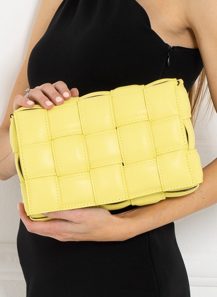 Women's Leather Crossbody Bag Glamorous by GLAM - Yellow Glamorous by GLAM